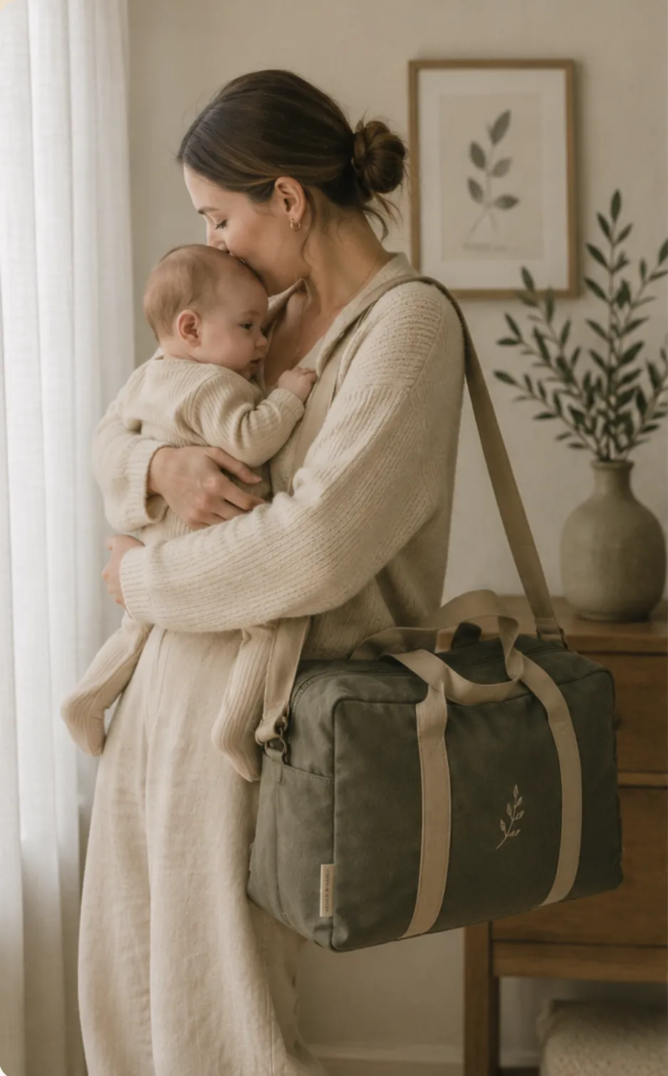 Family carry bag in use