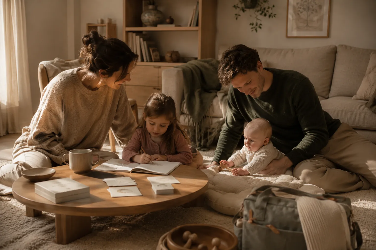 Family using ritual cards